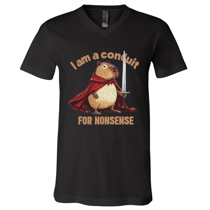 I Am A Conduit For Nonsense Funny V-Neck T-Shirt