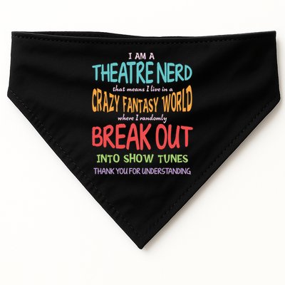 I Am A Theatre Nerd Pun Meaningful Gift Funny Theatre Musical Theater Geek Gift USA-Made Doggie Bandana