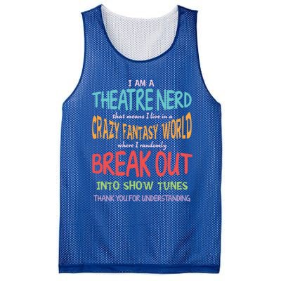 I Am A Theatre Nerd Pun Meaningful Gift Funny Theatre Musical Theater Geek Gift Mesh Reversible Basketball Jersey Tank