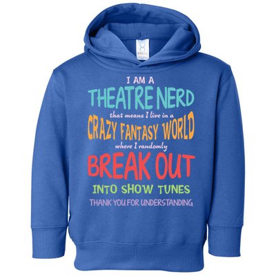 I Am A Theatre Nerd Pun Meaningful Gift Funny Theatre Musical Theater Geek Gift Toddler Hoodie