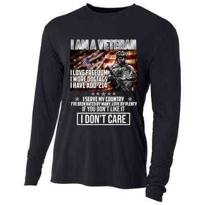 I Am A Veteran If You Don't Like It I Don't Care Cooling Performance Long Sleeve Crew