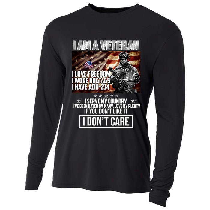 I Am A Veteran If You Don't Like It I Don't Care Cooling Performance Long Sleeve Crew