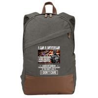 I Am A Veteran If You Don't Like It I Don't Care Cotton Canvas Backpack