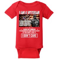 I Am A Veteran If You Don't Like It I Don't Care Baby Bodysuit