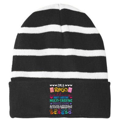 IM Activity Assistant National Activity Professionals Week Striped Beanie with Solid Band