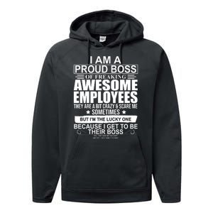 I Am A Proud Of Freaking Awesome Employees Funny Gift Performance Fleece Hoodie