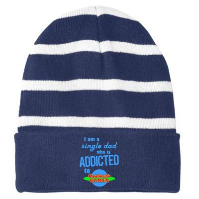 I Am A Single Dad Who Is Addicted To Cool Math Games Striped Beanie with Solid Band