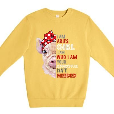 I Am Aries Who Loves Pigs Star Sign Zodiac Gift Premium Crewneck Sweatshirt