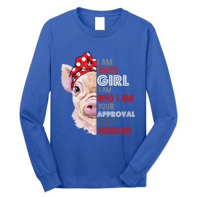 I Am Aries Who Loves Pigs Star Sign Zodiac Gift Long Sleeve Shirt