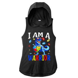 I Am A Warrior Autism Family Dinosaur Autism Awareness Ladies PosiCharge Tri-Blend Wicking Draft Hoodie Tank