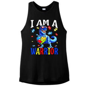 I Am A Warrior Autism Family Dinosaur Autism Awareness Ladies PosiCharge Tri-Blend Wicking Tank