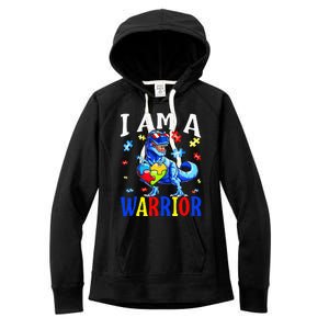 I Am A Warrior Autism Family Dinosaur Autism Awareness Women's Fleece Hoodie