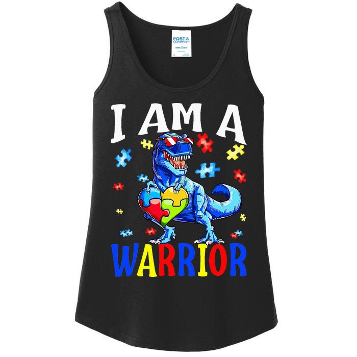 I Am A Warrior Autism Family Dinosaur Autism Awareness Ladies Essential Tank