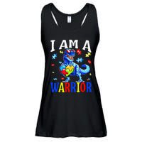 I Am A Warrior Autism Family Dinosaur Autism Awareness Ladies Essential Flowy Tank