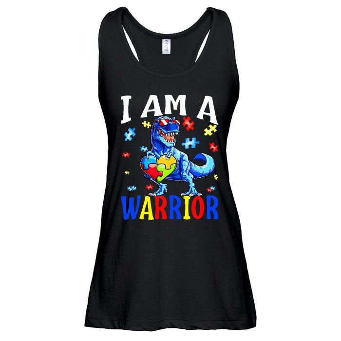 I Am A Warrior Autism Family Dinosaur Autism Awareness Ladies Essential Flowy Tank