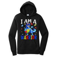 I Am A Warrior Autism Family Dinosaur Autism Awareness Women's Pullover Hoodie