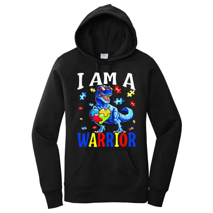 I Am A Warrior Autism Family Dinosaur Autism Awareness Women's Pullover Hoodie