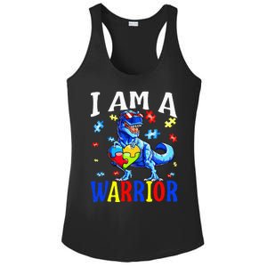 I Am A Warrior Autism Family Dinosaur Autism Awareness Ladies PosiCharge Competitor Racerback Tank