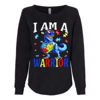 I Am A Warrior Autism Family Dinosaur Autism Awareness Womens California Wash Sweatshirt