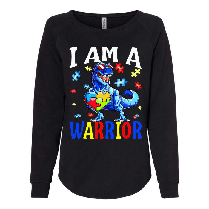 I Am A Warrior Autism Family Dinosaur Autism Awareness Womens California Wash Sweatshirt