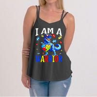 I Am A Warrior Autism Family Dinosaur Autism Awareness Women's Strappy Tank