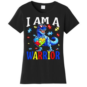 I Am A Warrior Autism Family Dinosaur Autism Awareness Women's T-Shirt