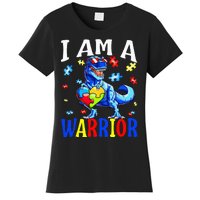 I Am A Warrior Autism Family Dinosaur Autism Awareness Women's T-Shirt