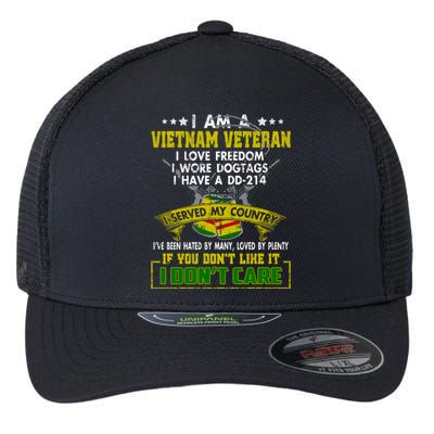 I Am A US Army Vietnam Veteran I Love Freedom Support Veteran Gifts Flexfit Unipanel Trucker Cap