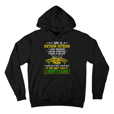 I Am A US Army Vietnam Veteran I Love Freedom Support Veteran Gifts Hoodie