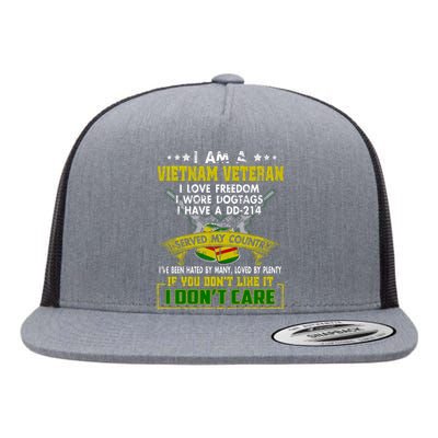 I Am A US Army Vietnam Veteran I Love Freedom Support Veteran Gifts Flat Bill Trucker Hat