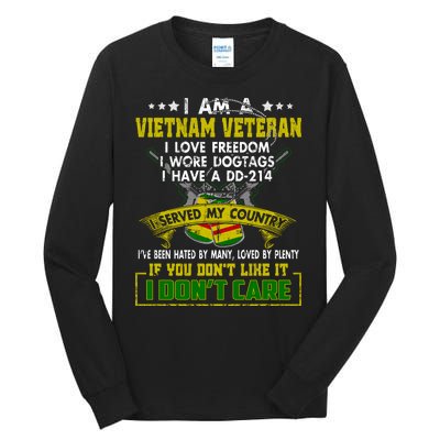 I Am A US Army Vietnam Veteran I Love Freedom Support Veteran Gifts Tall Long Sleeve T-Shirt