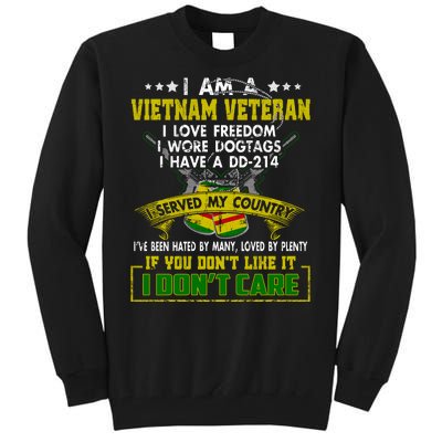 I Am A US Army Vietnam Veteran I Love Freedom Support Veteran Gifts Tall Sweatshirt