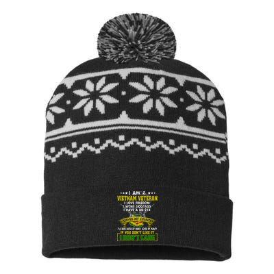 I Am A US Army Vietnam Veteran I Love Freedom Support Veteran Gifts USA-Made Snowflake Beanie