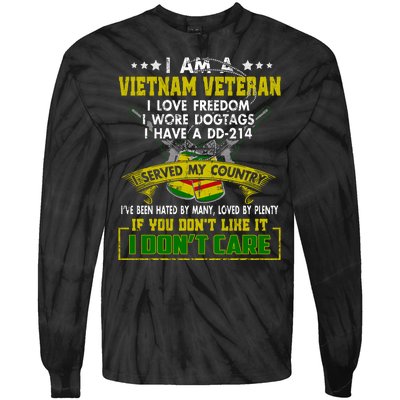 I Am A US Army Vietnam Veteran I Love Freedom Support Veteran Gifts Tie-Dye Long Sleeve Shirt