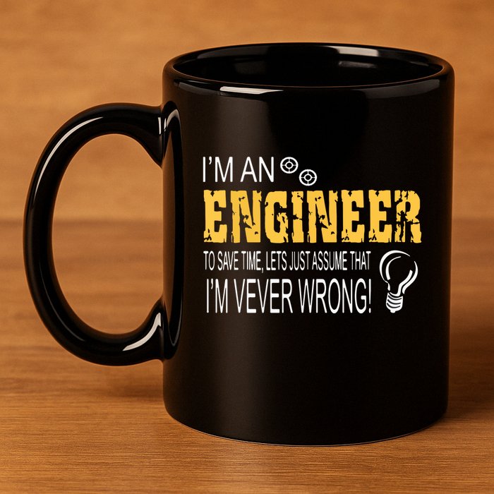 I Am An Engineer To Save Time I'm Always Right Funny 11oz C Handle Ceramic Mug