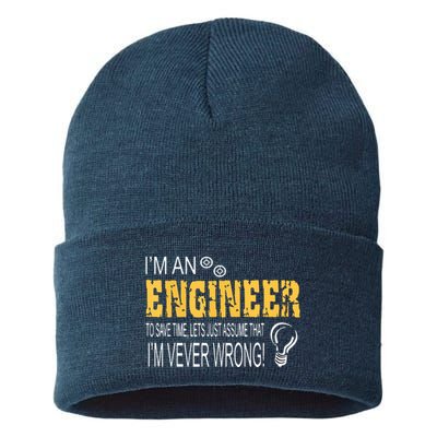 I Am An Engineer To Save Time I'm Always Right Funny Sustainable Knit Beanie