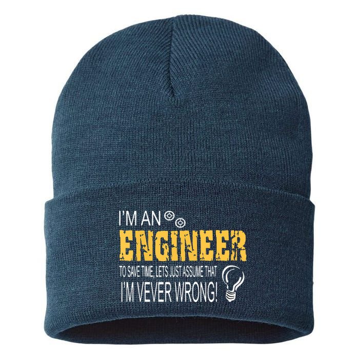 I Am An Engineer To Save Time I'm Always Right Funny Sustainable Knit Beanie