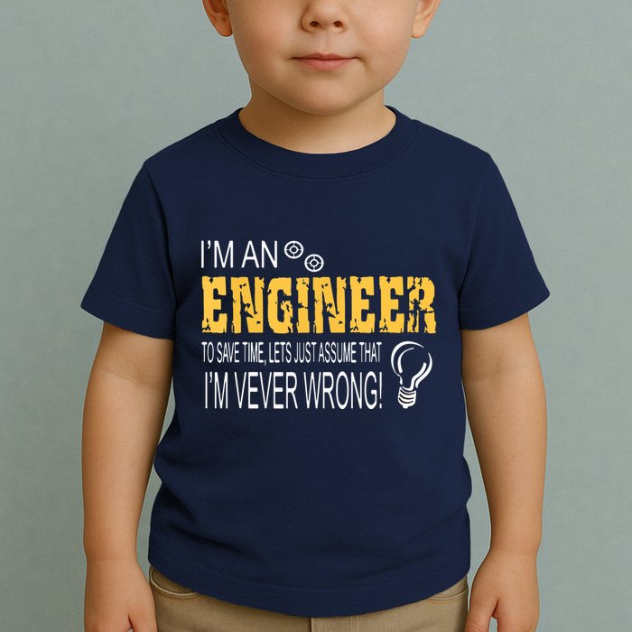 I Am An Engineer To Save Time I'm Always Right Funny Toddler T-Shirt