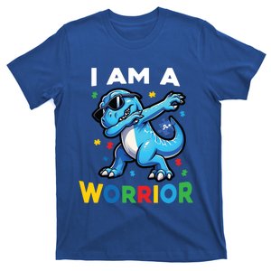 I Am A Warrior Trex Blue Dinosaur Autism Awareness Month Gift T-Shirt