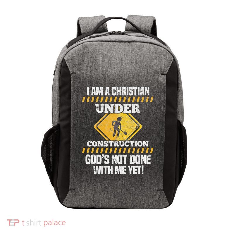 I Am A Christian Under Construction Religious Faith Vector Backpack