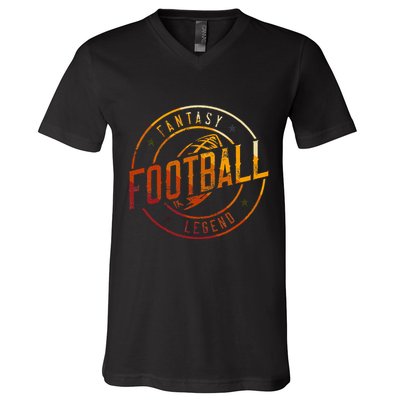 I Am A Fantasy Football Legend Retro Fantasy Football V-Neck T-Shirt