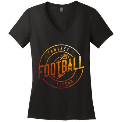 I Am A Fantasy Football Legend Retro Fantasy Football Women's V-Neck T-Shirt
