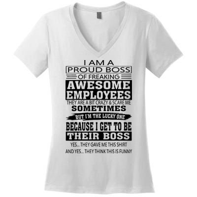 I Am A Proud Boss Of Freaking Awesome Employees Women's V-Neck T-Shirt