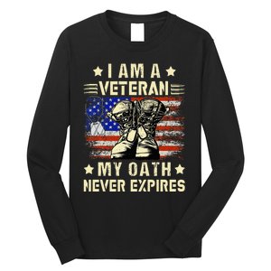 I Am A Veteran My Oath Never Expires Veteran Day Usa Flag Long Sleeve Shirt