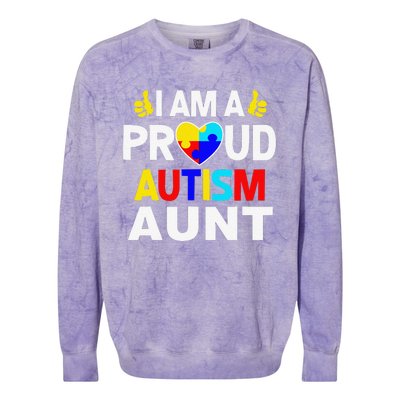 I Am A Proud Autism Aunt Colorblast Crewneck Sweatshirt