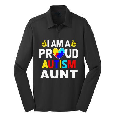 I Am A Proud Autism Aunt Silk Touch Performance Long Sleeve Polo