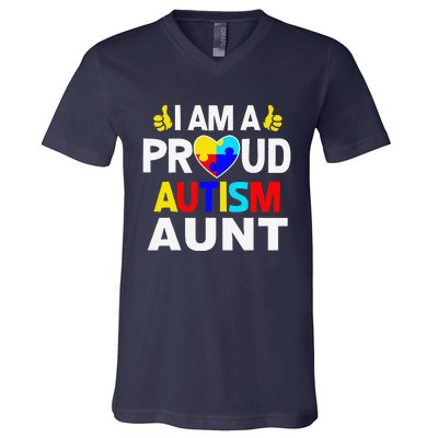 I Am A Proud Autism Aunt V-Neck T-Shirt