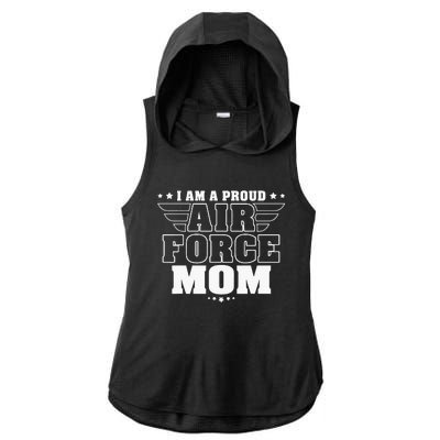 I Am A Proud Mom Patriotic Pride Military Mother Ladies PosiCharge Tri-Blend Wicking Draft Hoodie Tank