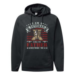 I Am A Veteran Like My Father Before Me American Flag Performance Fleece Hoodie