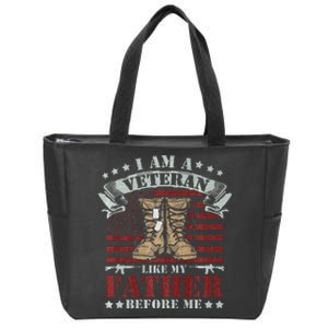 I Am A Veteran Like My Father Before Me American Flag Zip Tote Bag